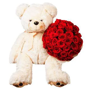 Подарочный набор № 3 с красными розами и мишкой 