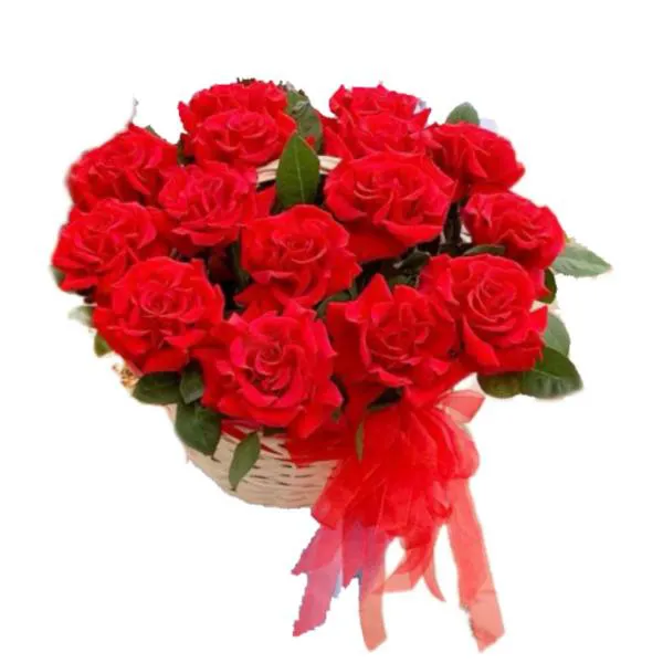 Корзина красных роз Французский шарм