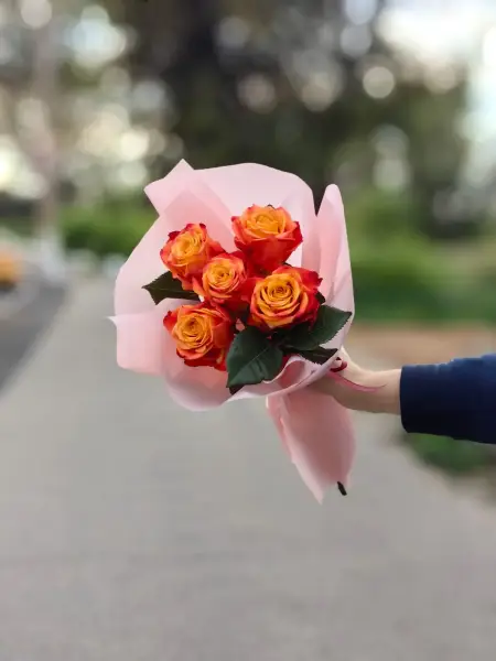 Букет из оранжевых роз Пожар в сердце