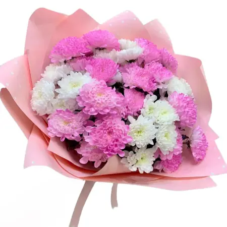 Букет из кустовых хризантем Клубничный пломбир