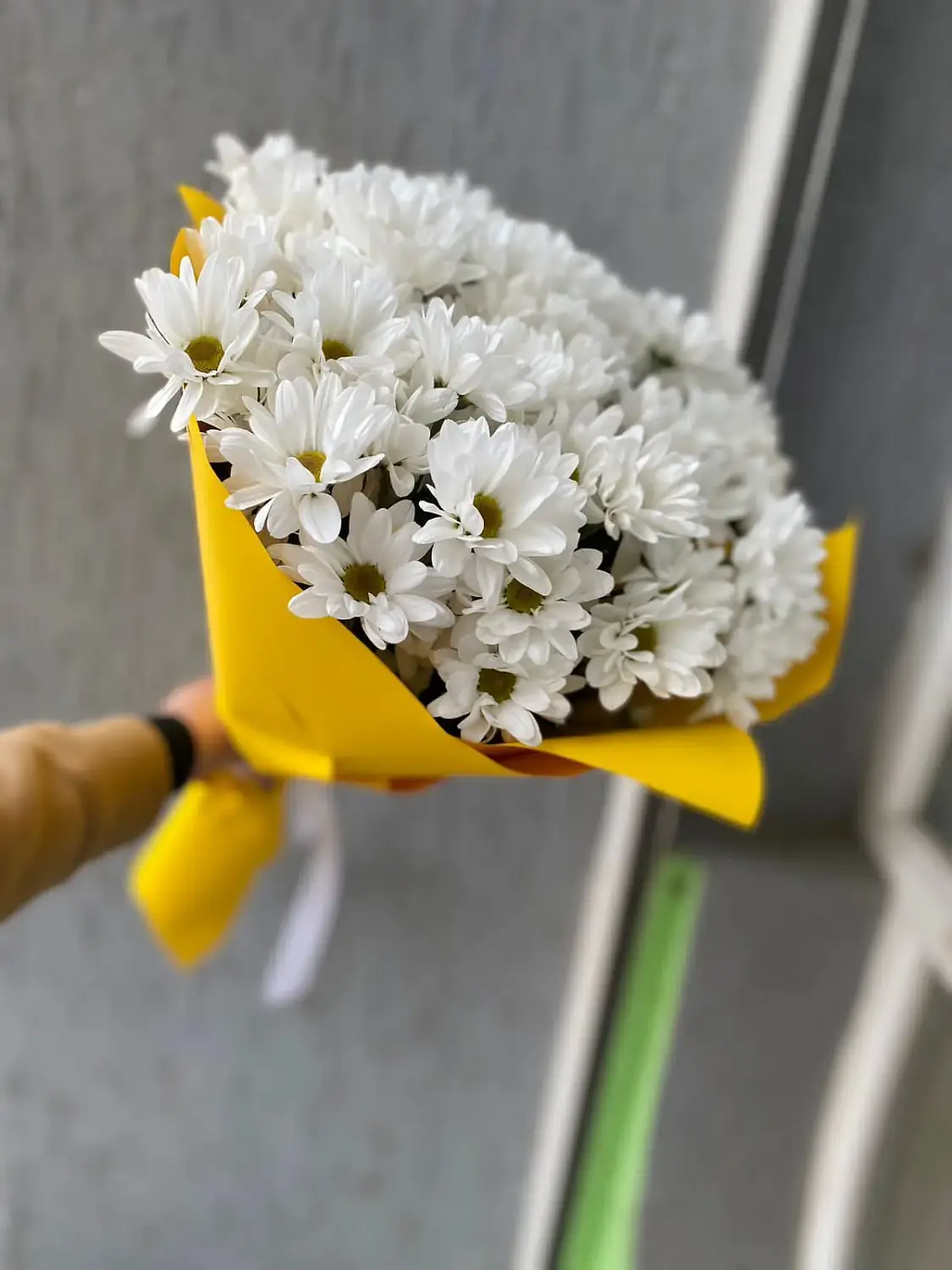 Букет из белых кустовых хризантем