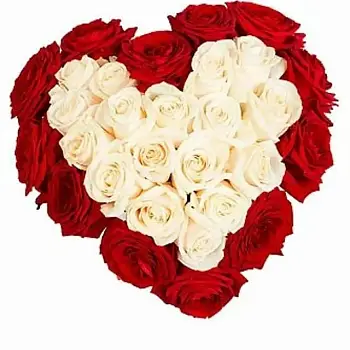 Букет из красных и белых роз Сердце