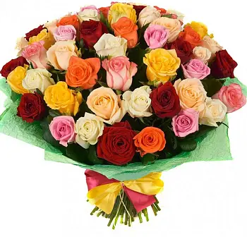 Букет из 101 разноцветной розы Красочный микс