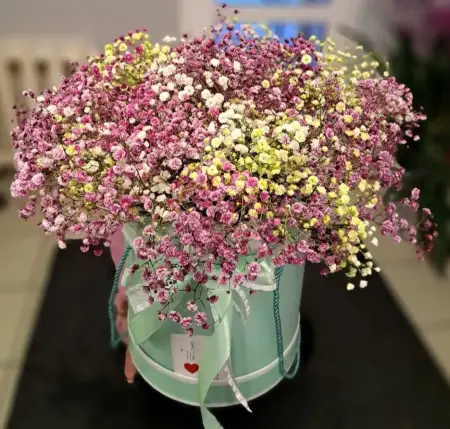 Букет из гипсофилы в шляпной коробке Элегантные моменты