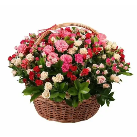 Корзина из кустовых роз Корзина ярких мыслей