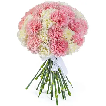 Букет Микс из белых и нежно-розовых гвоздик