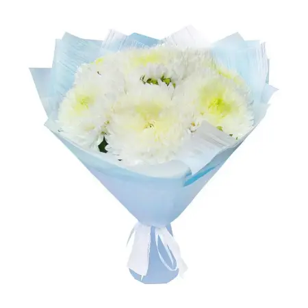 Букет белых хризантем Пломбир