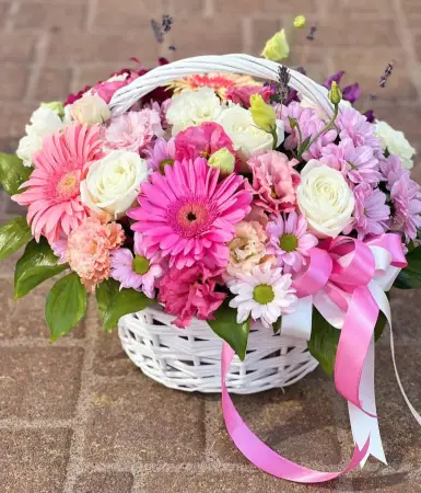 Корзина из гербер и роз Сон принцессы