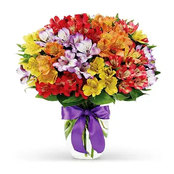 Букет из разноцветных альстромерий Твой свет сияет