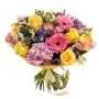 Букет из желтых роз, хризантем и гербер Яркий поцелуй