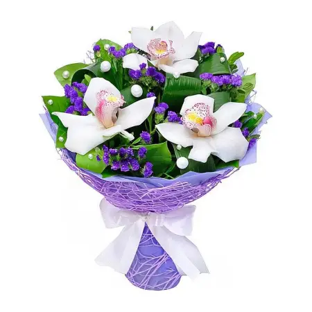 Букет из белых орхидей Успокаивающий бриз