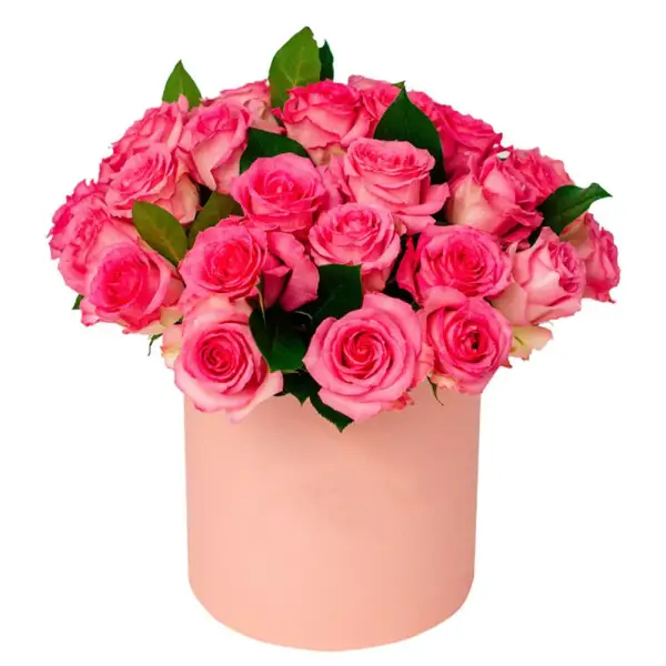 Шляпная коробка из розовых роз Прелесть