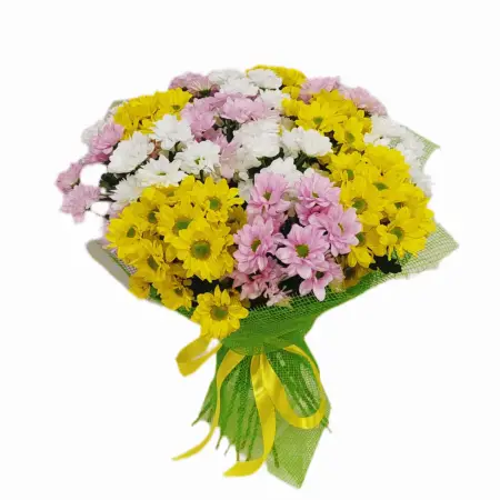 Букет из кустовых хризантем Разноцветная ромашка