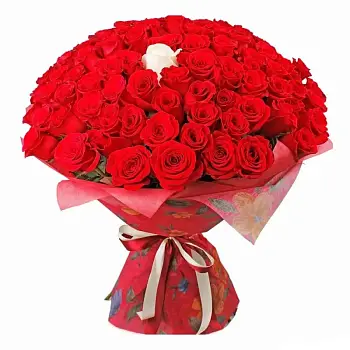 Букет красных и белой розы Моя единственная